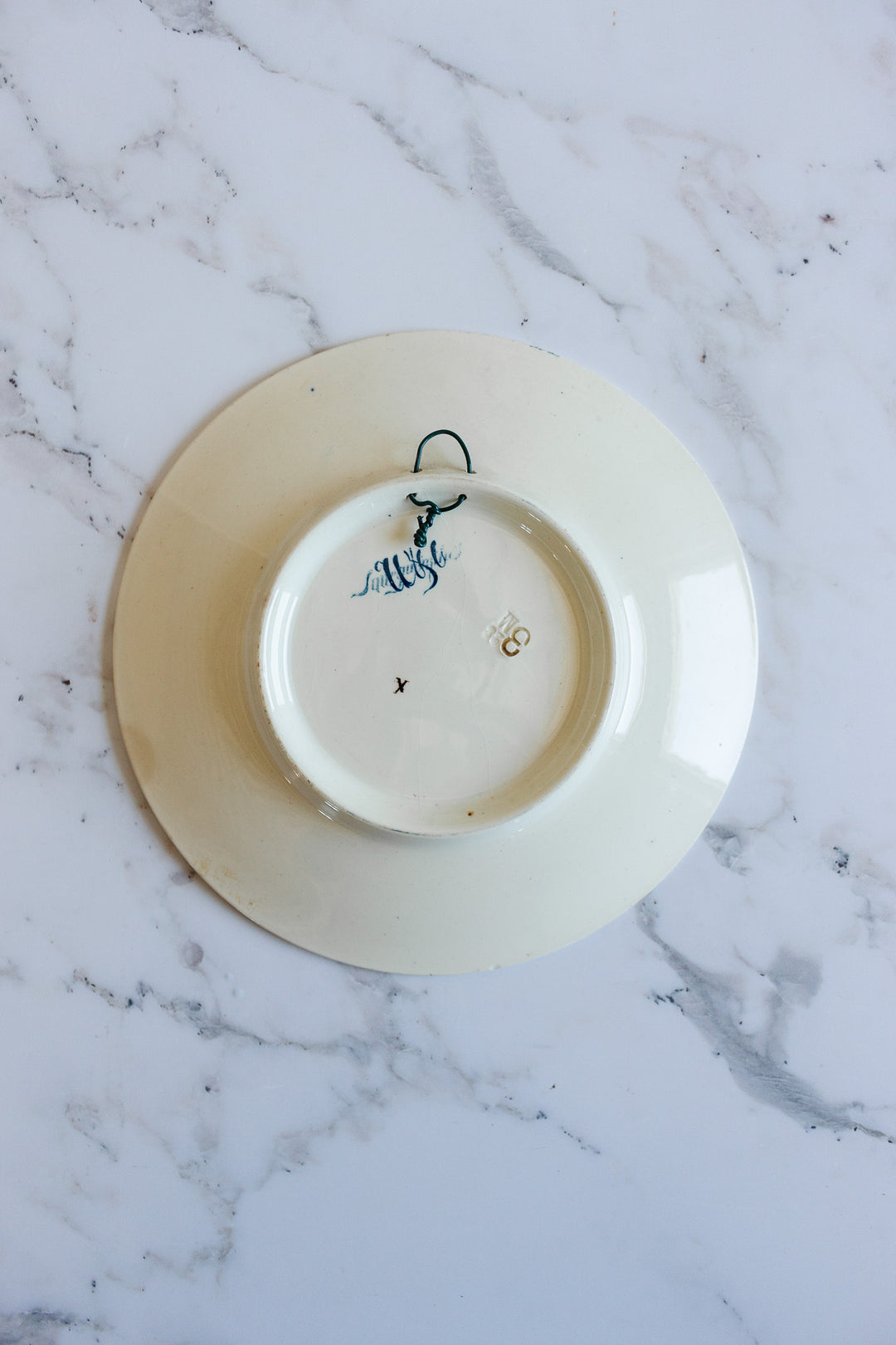 rare 19th century French Sarreguemines ironstone “chien” talking plate