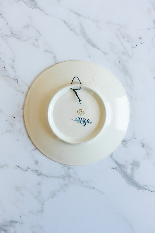 rare 19th century French Sarreguemines ironstone “chien” talking plate