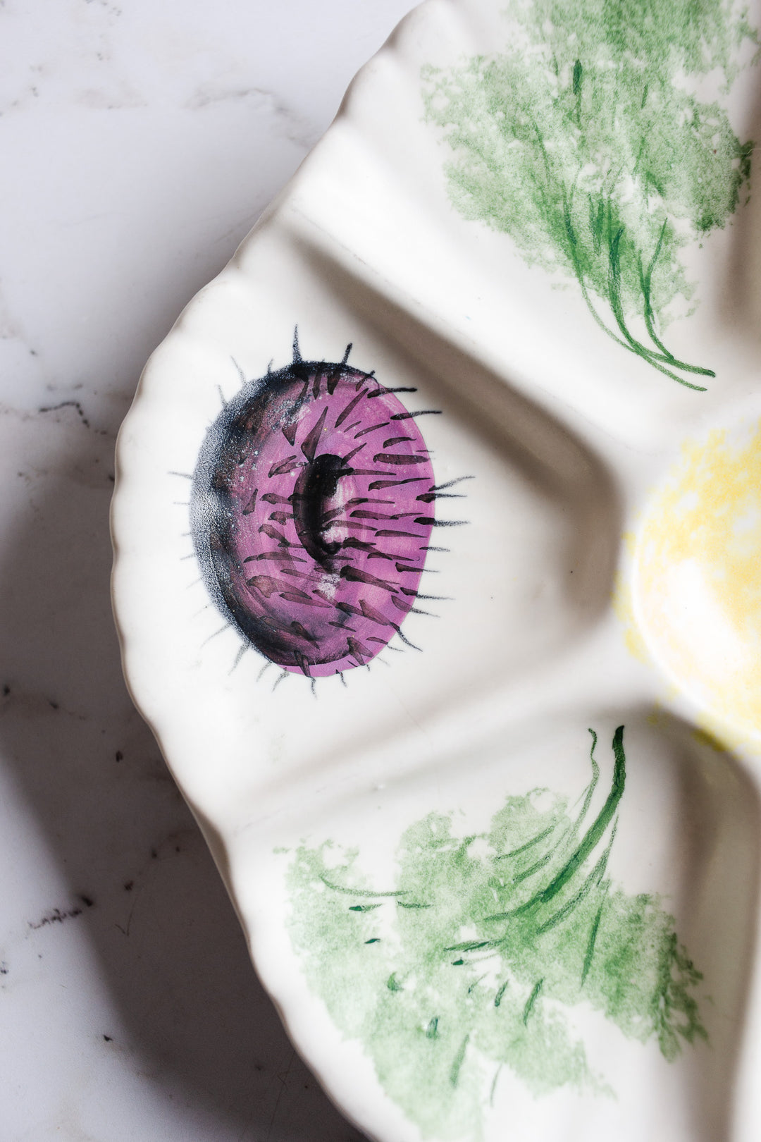 vintage french vallauris hand painted oyster plates, set of 3