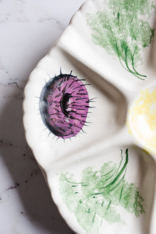 vintage french vallauris hand painted oyster plates, set of 3