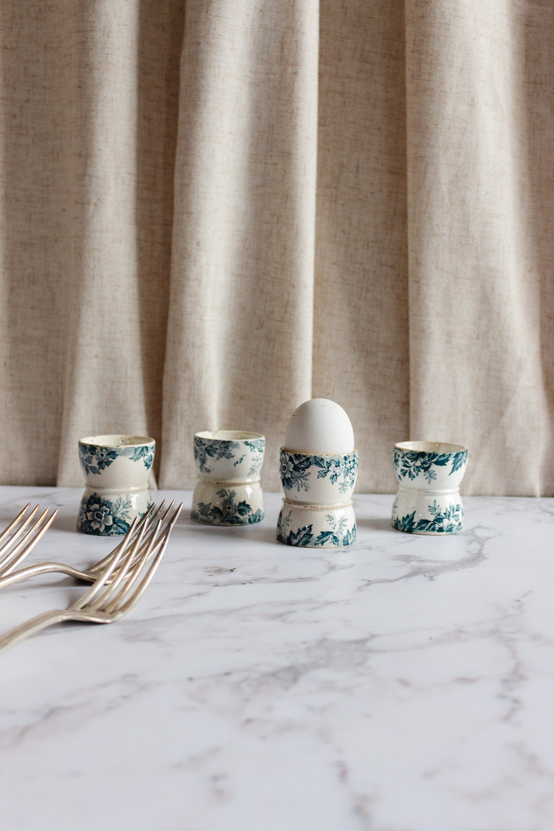 rare antique French transferware egg cups