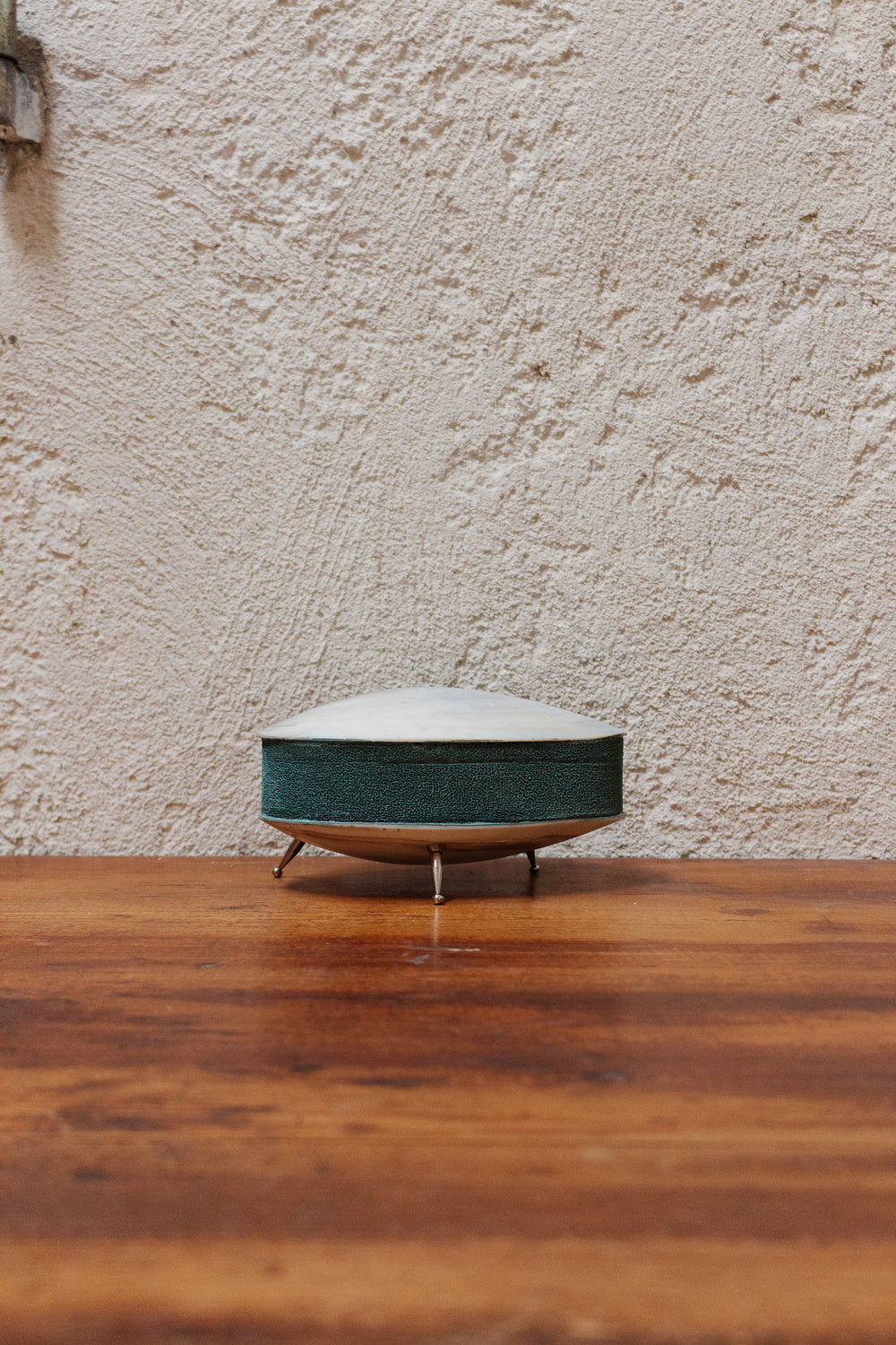 midcentury french velvet interior footed shell box