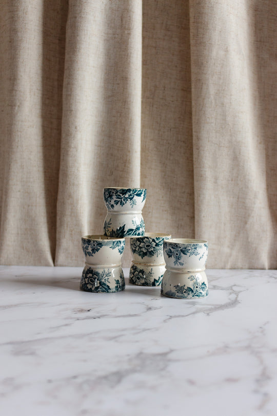 rare antique French transferware egg cups