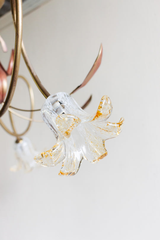 vintage french chandelier with bell shaped murano glass shades