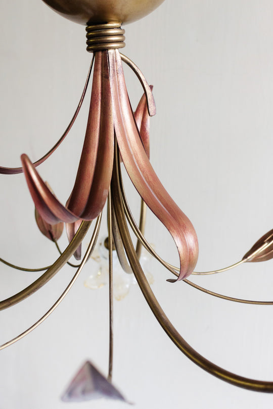 vintage french chandelier with bell shaped murano glass shades