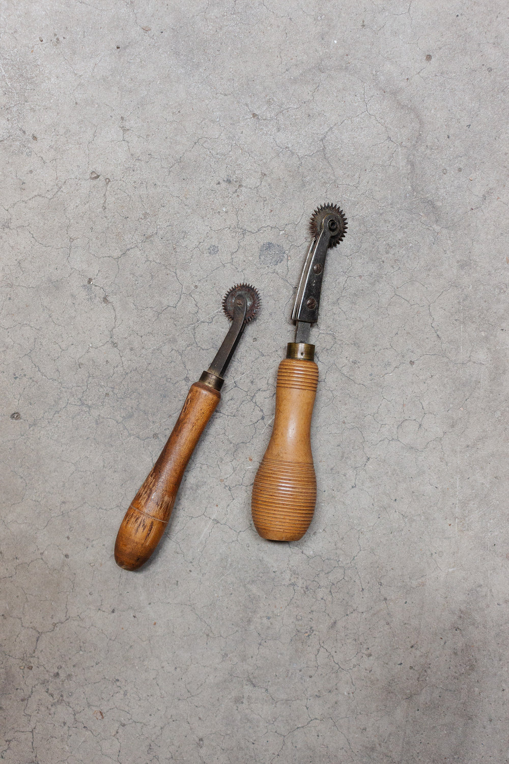 pair of antique french tracing wheels