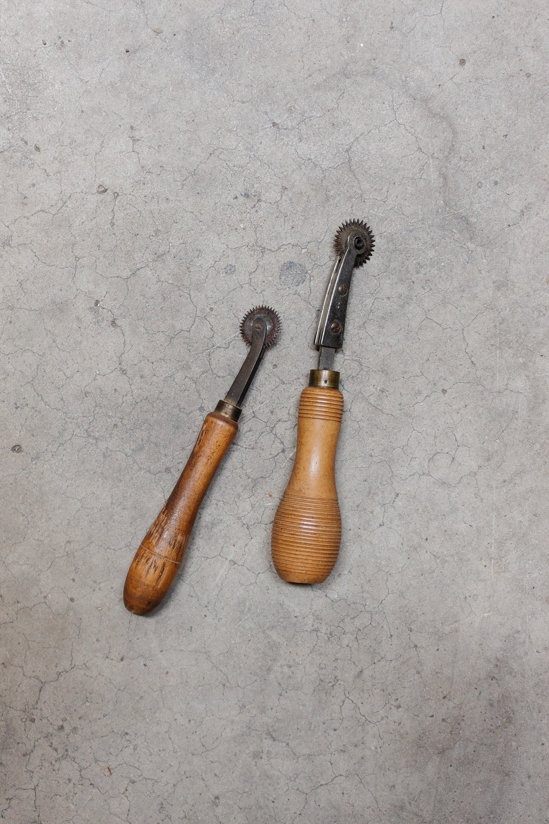 pair of antique french tracing wheels
