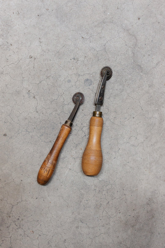 pair of antique french tracing wheels