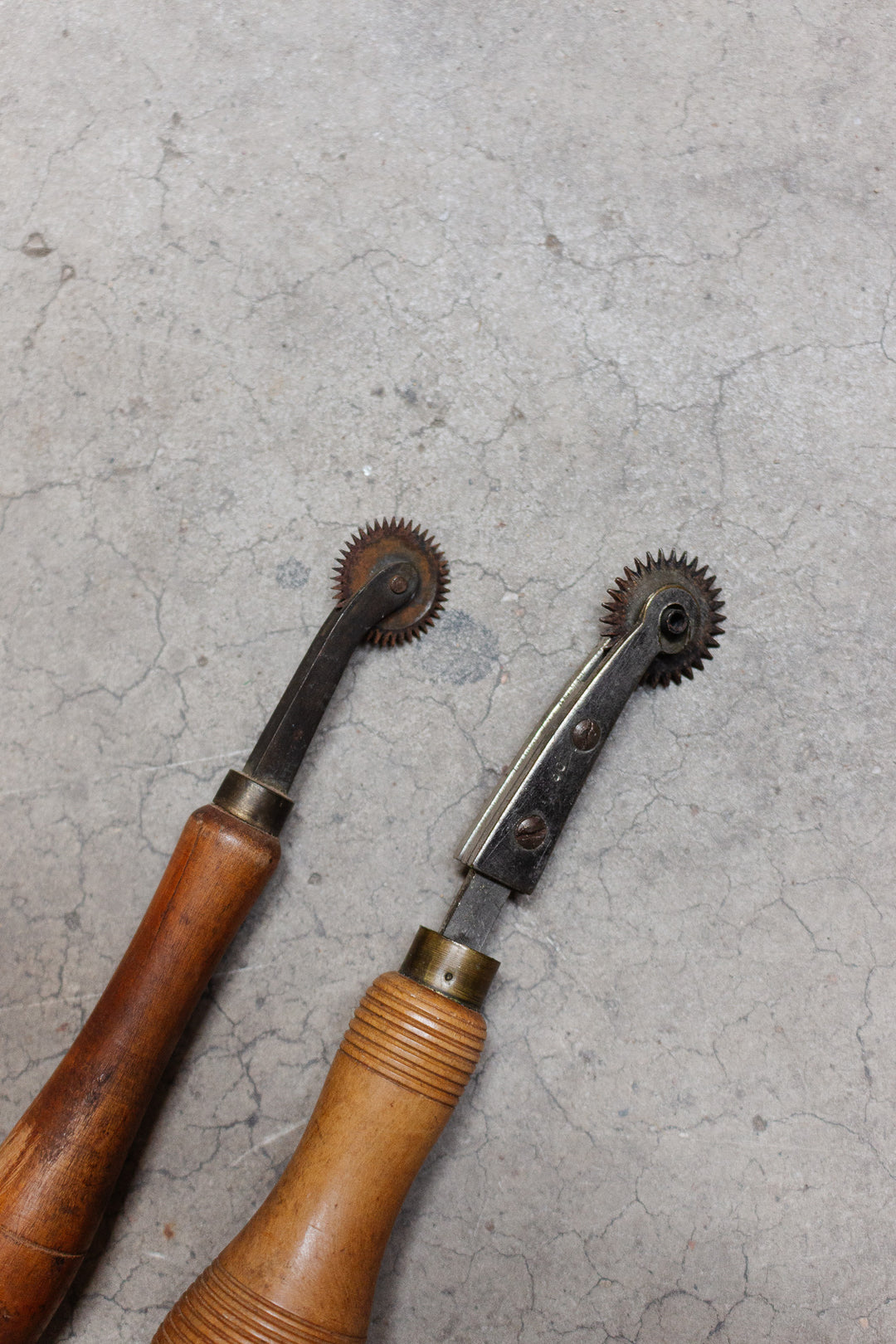 pair of antique french tracing wheels