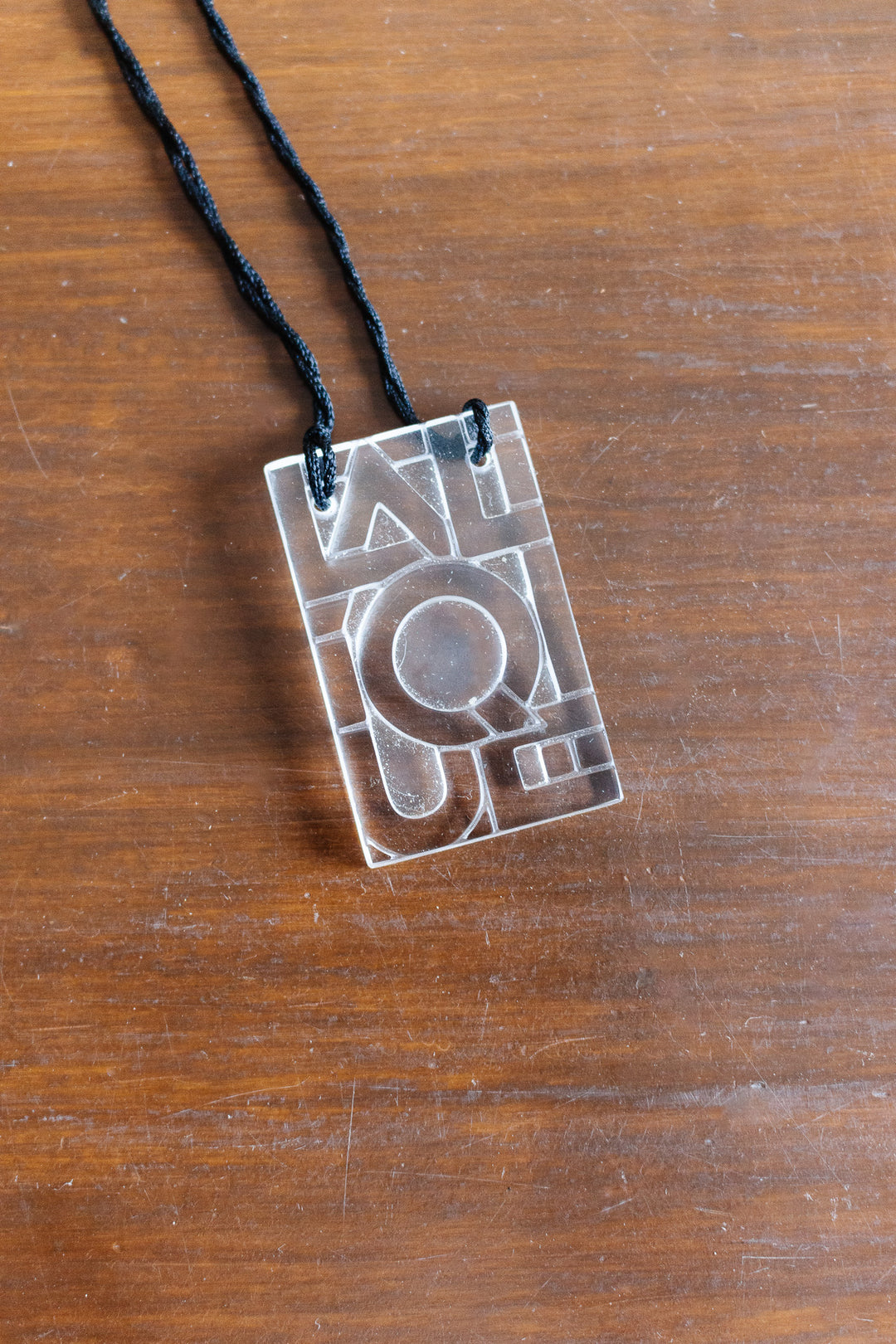 vintage french lalique crystal logo pendant