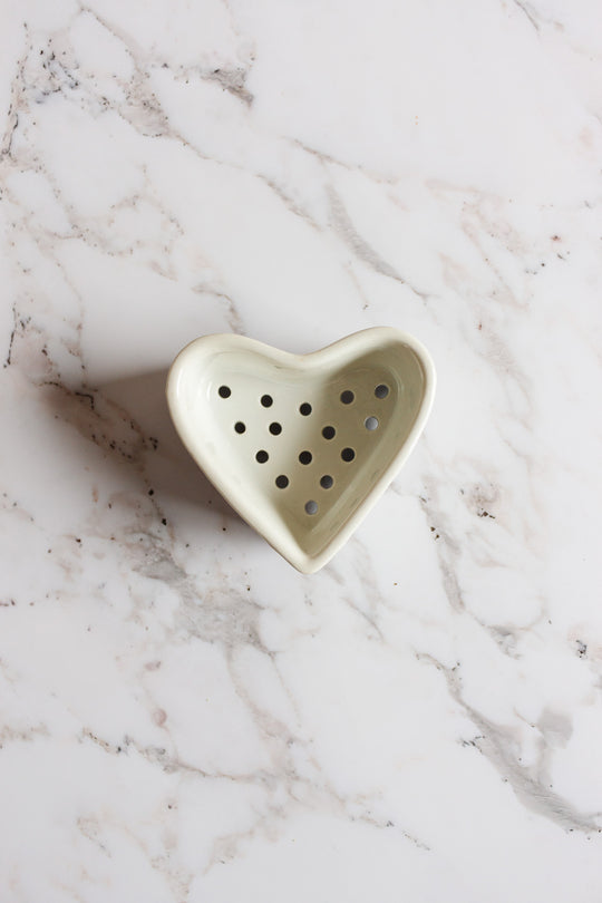 vintage French porcelain heart “faiselle” cheese mold