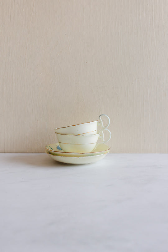 set of 2 floral antique Grafton teacups