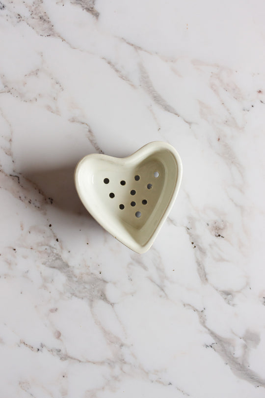 vintage French porcelain heart “faiselle” cheese mold