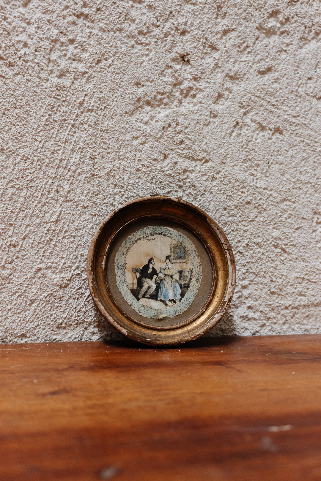 antique french petite chromolithograph titled "l'amour"