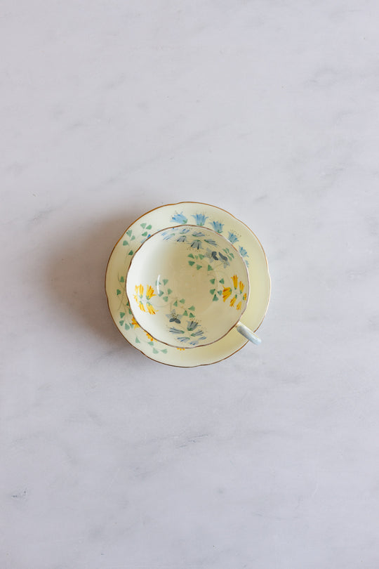 set of 2 floral antique Grafton teacups