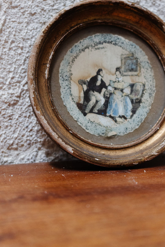 antique french petite chromolithograph titled "l'amour"