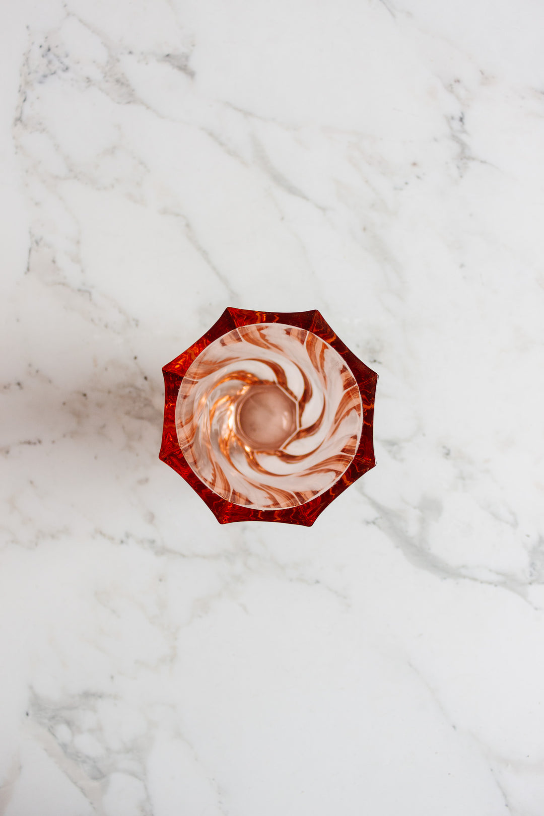 midcentury french pink swirled glass vase