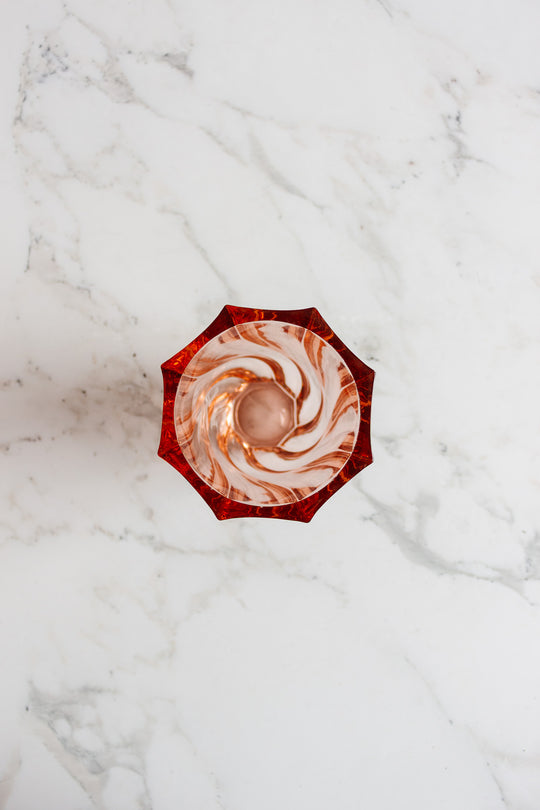 midcentury french pink swirled glass vase