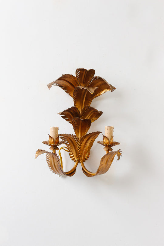 1970s gilt sheaf sconce attributed to Hans Kögel