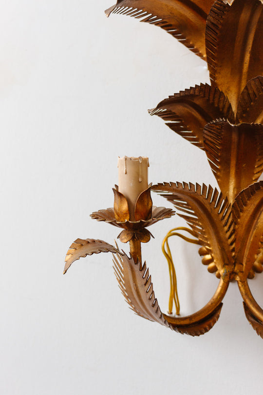 1970s gilt sheaf sconce attributed to Hans Kögel