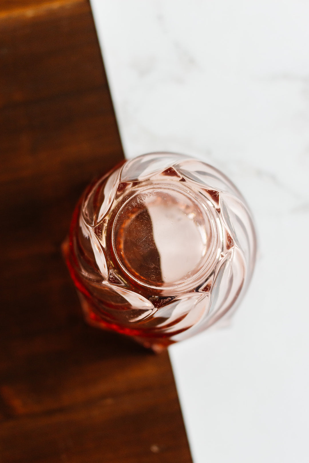 midcentury french pink swirled glass vase