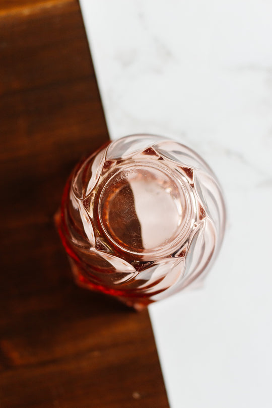 midcentury french pink swirled glass vase