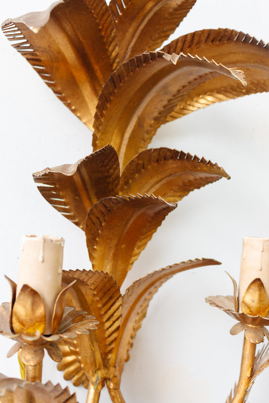 1970s gilt sheaf sconce attributed to Hans Kögel