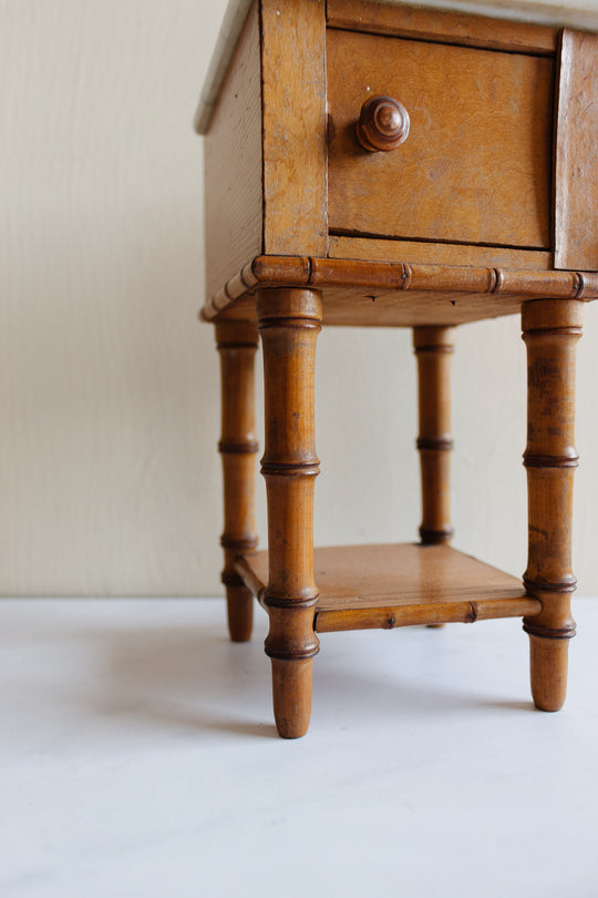 turn of the century French salesman sample faux bamboo chevet with marble top