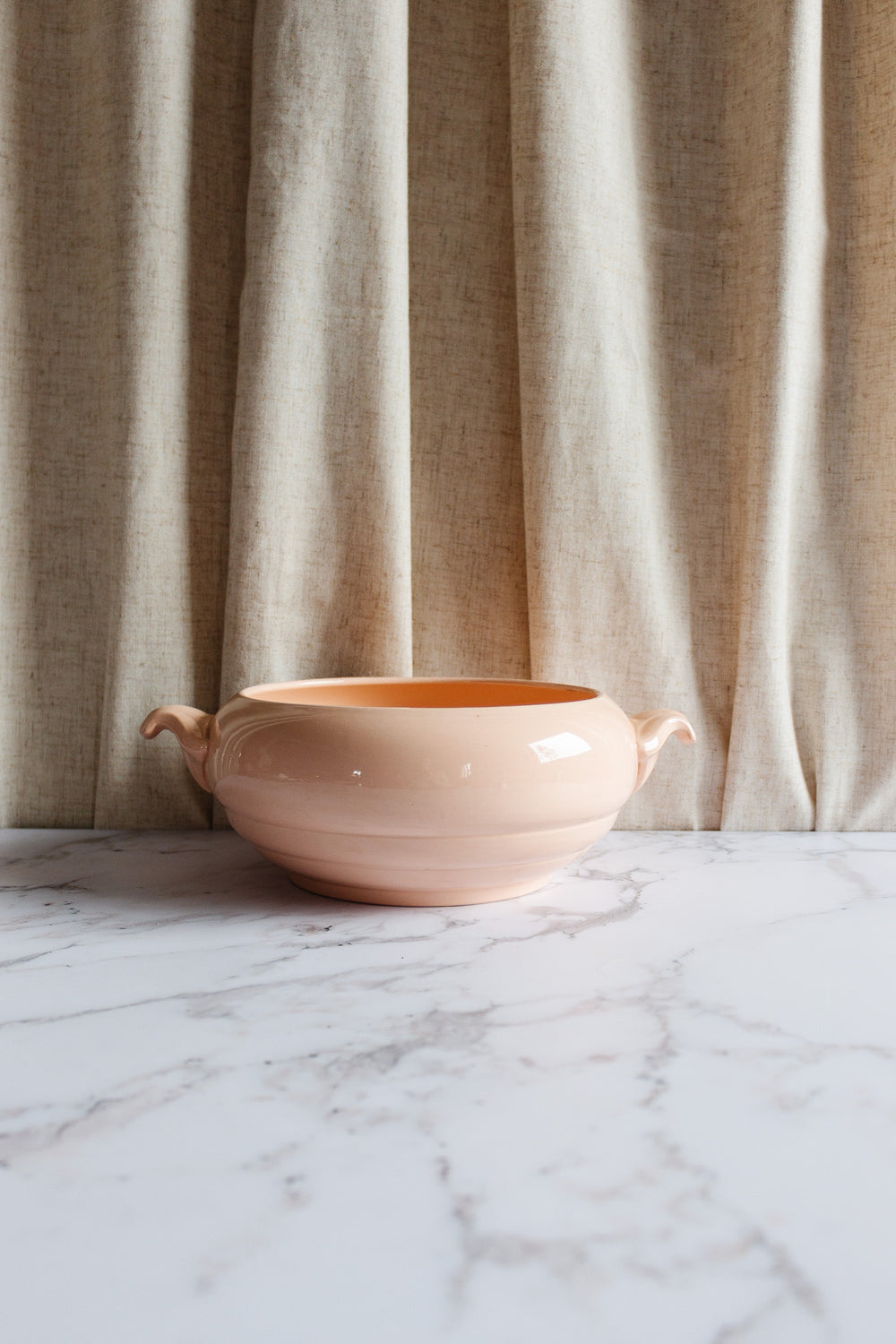 rare turn of the century French Digoin blush pink salad bowl