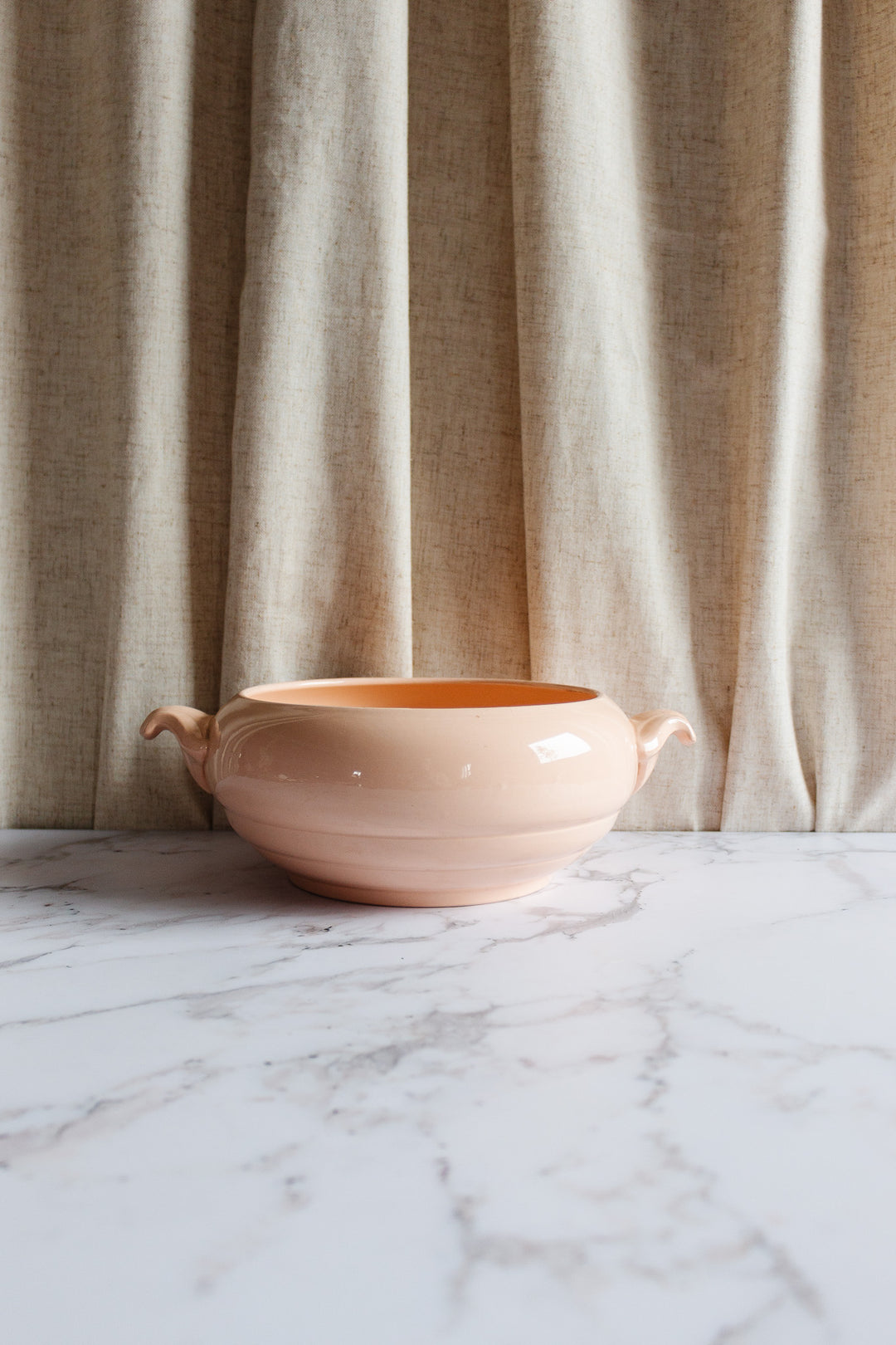 rare turn of the century French Digoin blush pink salad bowl