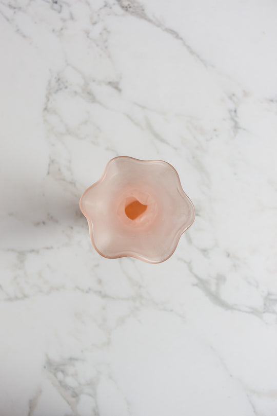 vintage french frosted glass pink hand and torch vase