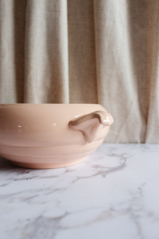 rare turn of the century French Digoin blush pink salad bowl