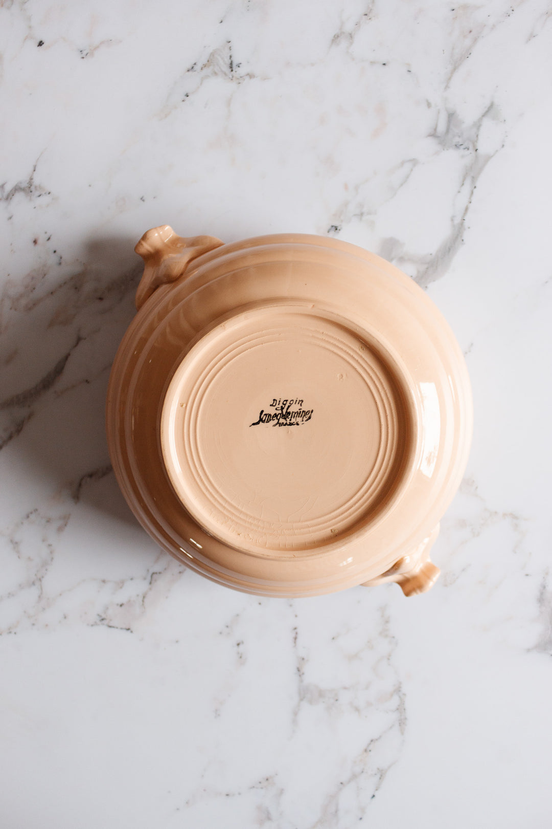 rare turn of the century French Digoin blush pink salad bowl