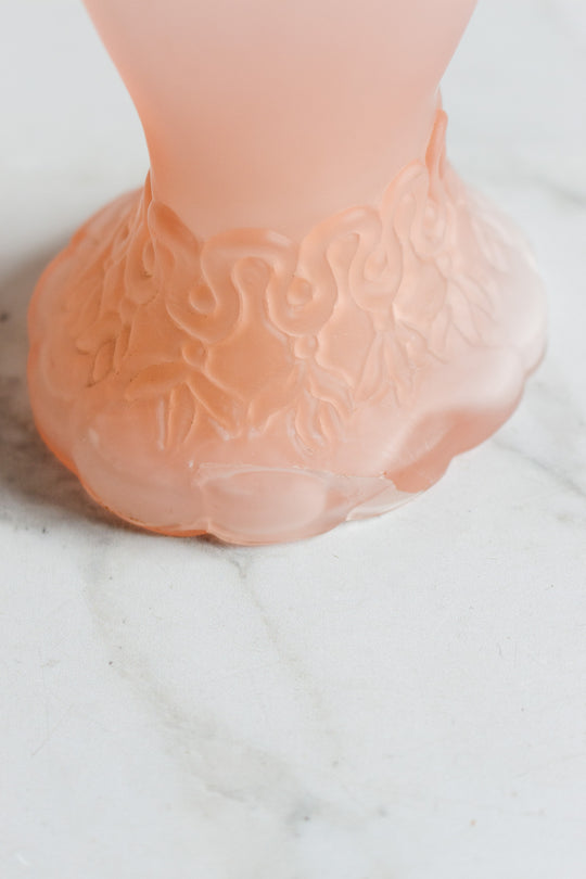 vintage french frosted glass pink hand and torch vase