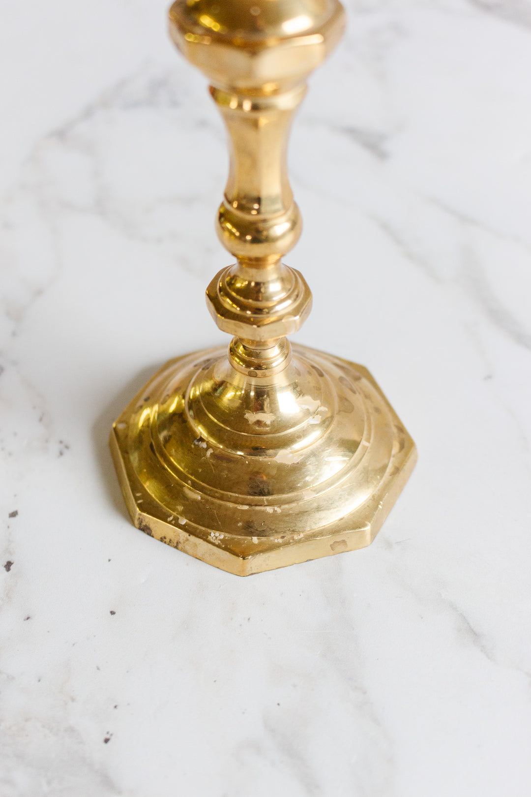 pair of vintage french brass candlesticks