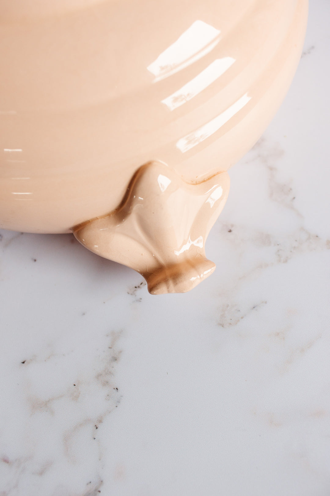 rare turn of the century French Digoin blush pink salad bowl