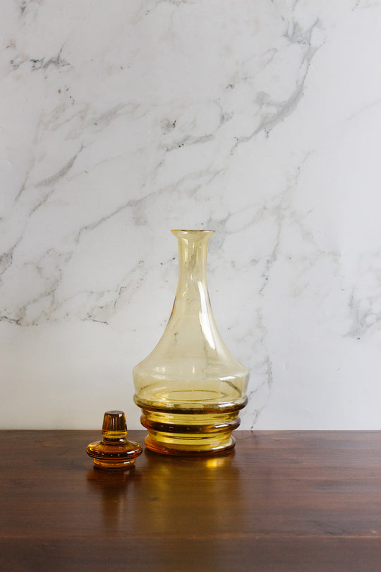 vintage french amber glass decanter