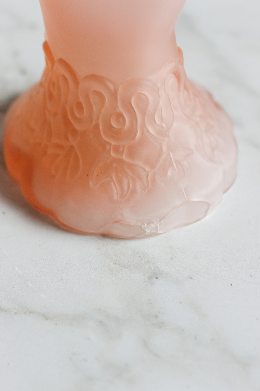vintage french frosted glass pink hand and torch vase