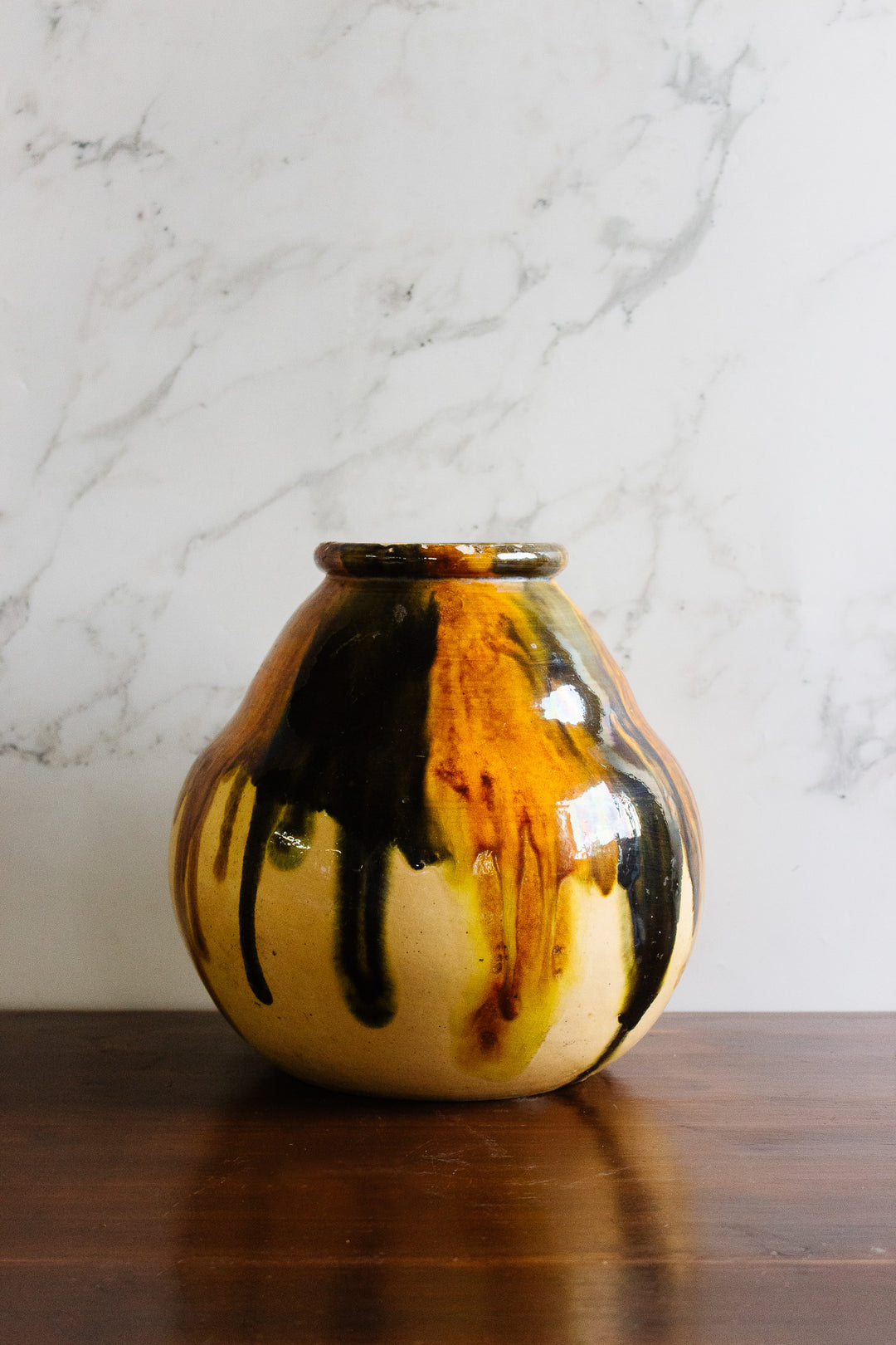vintage french artisan drip pottery