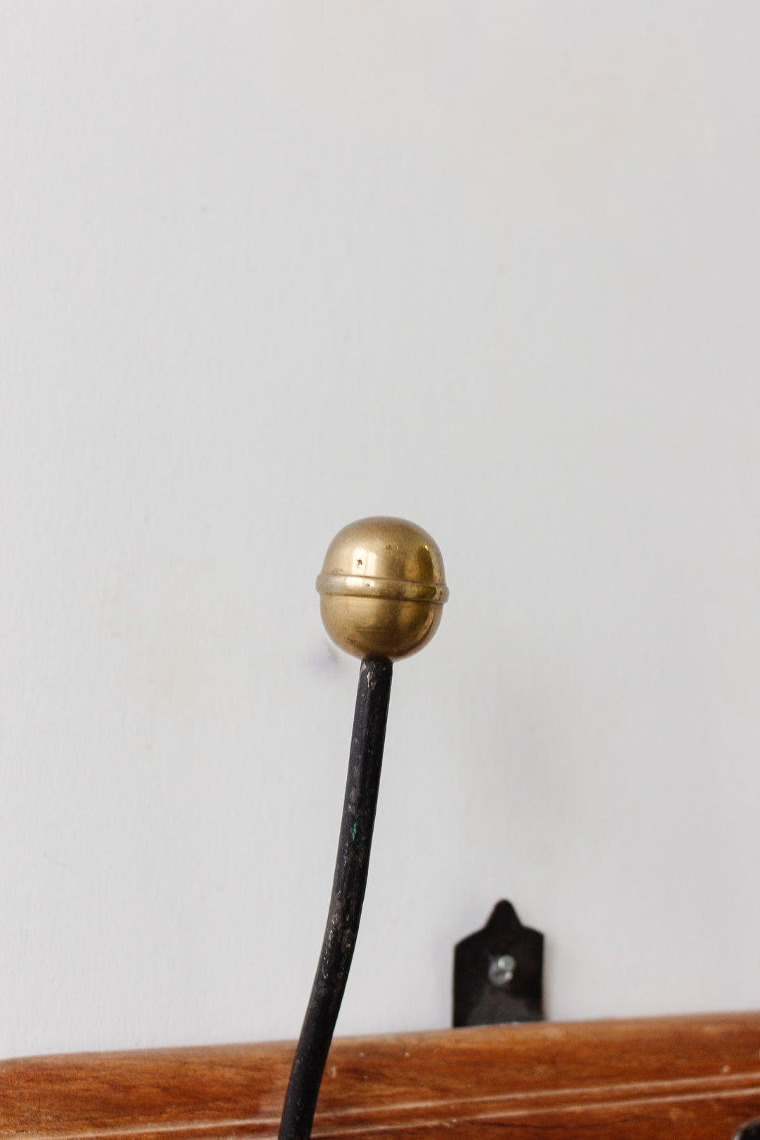 vintage french cast iron, brass, and wood portemanteau