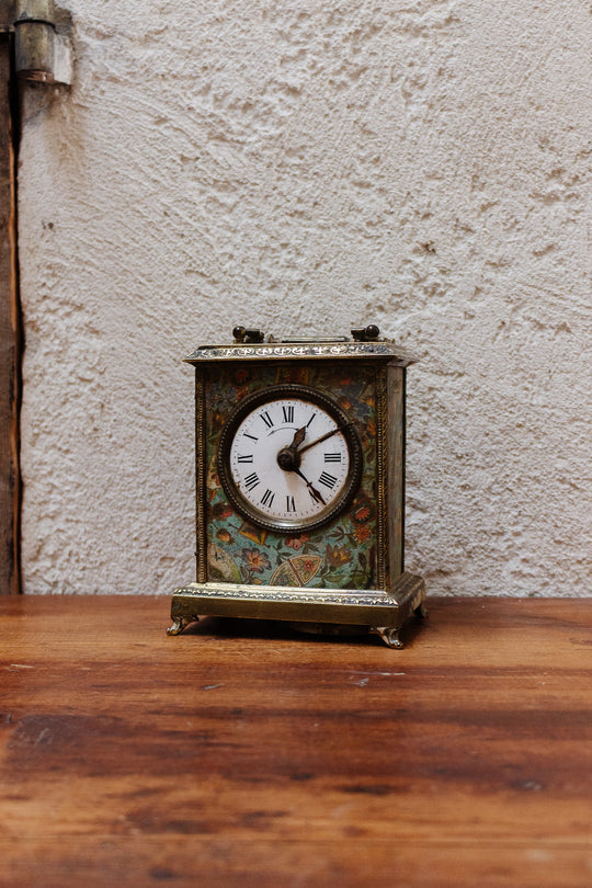 antique french table clock dated 1878 with paw feet