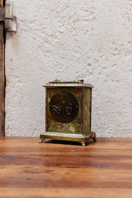 antique french table clock dated 1878 with paw feet
