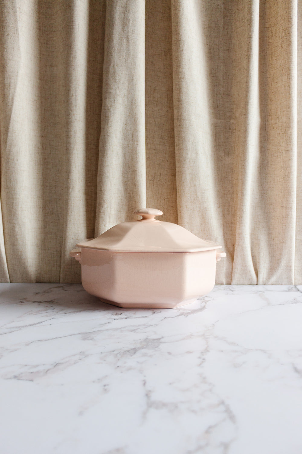 vintage French art deco blush ironstone tureen