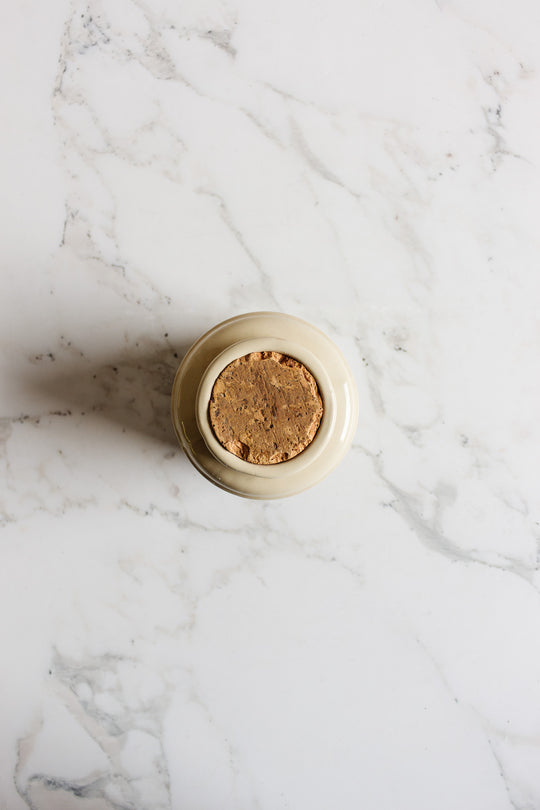 vintage french mustard jar with cork
