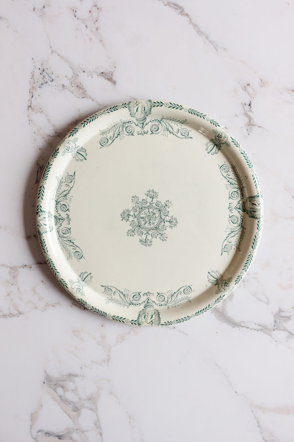 rare 19th century French Luneville extra large ironstone pie platter