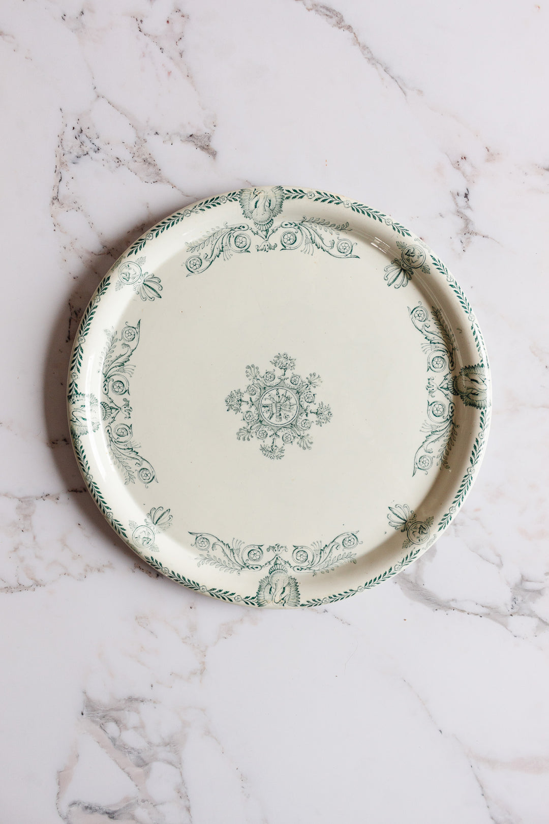 rare 19th century French Luneville extra large ironstone pie platter