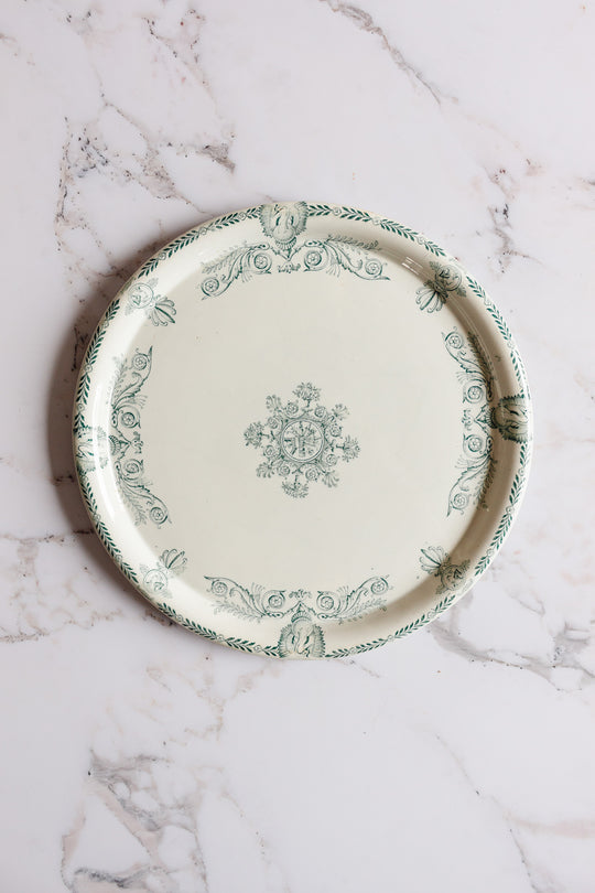 rare 19th century French Luneville extra large ironstone pie platter