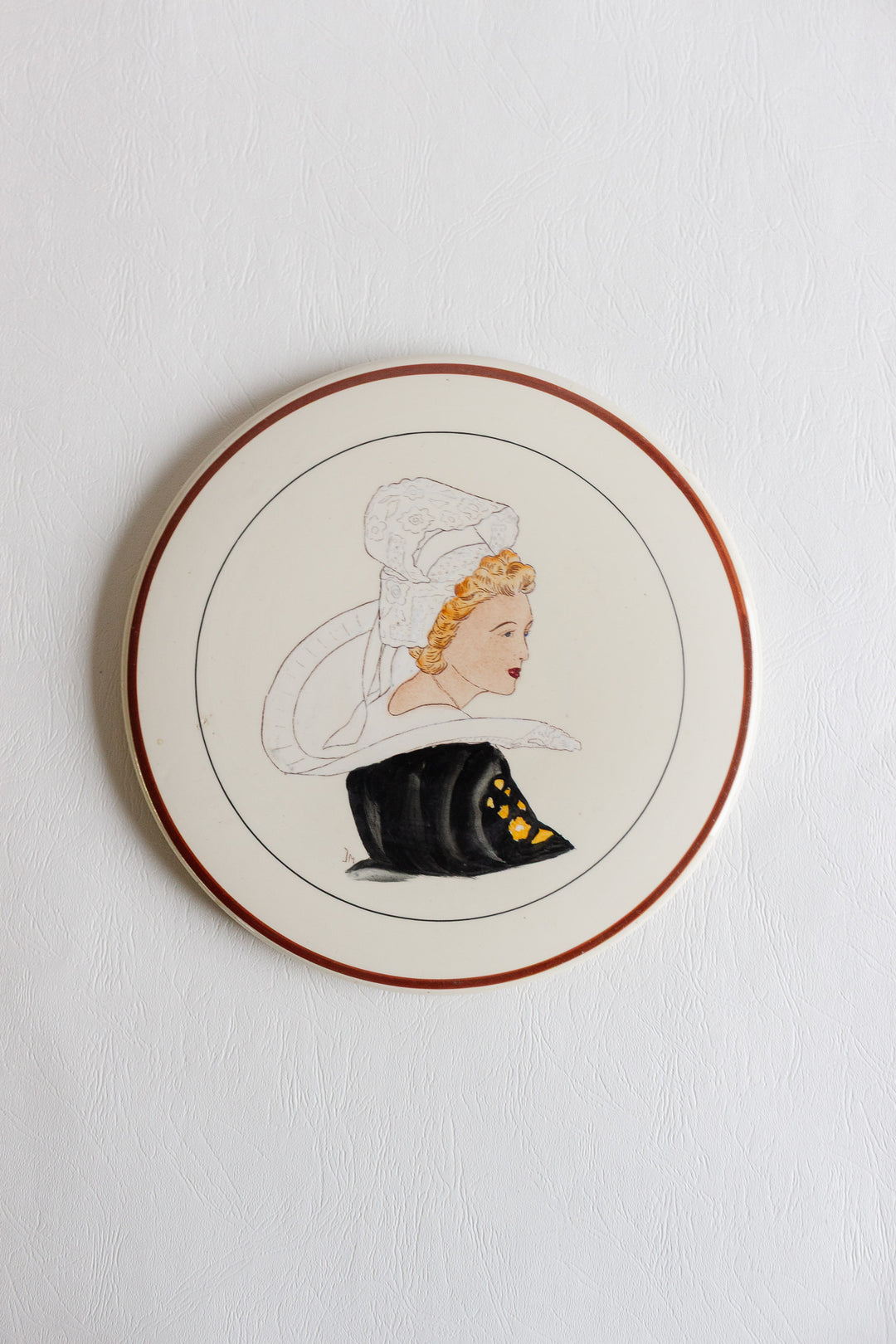 vintage french breton faience cake plate par Ty Breiz