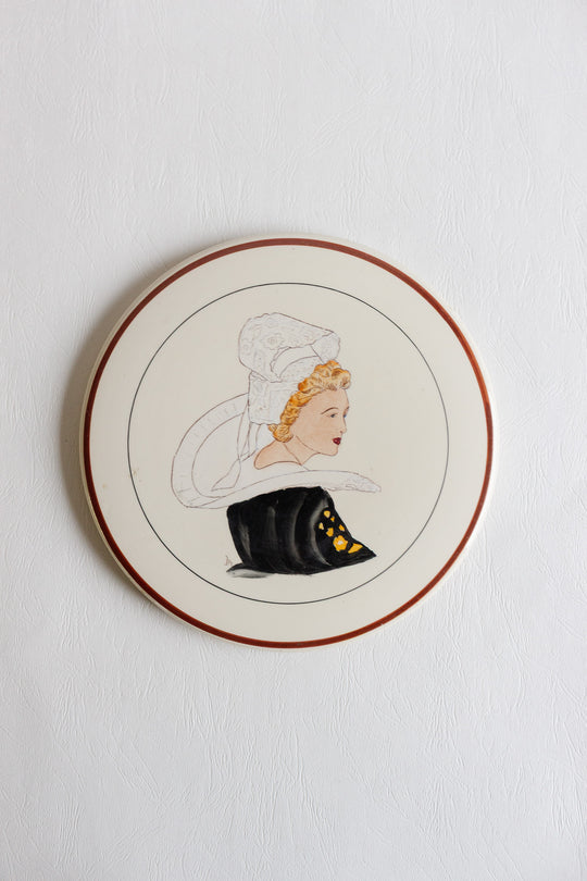 vintage french breton faience cake plate par Ty Breiz