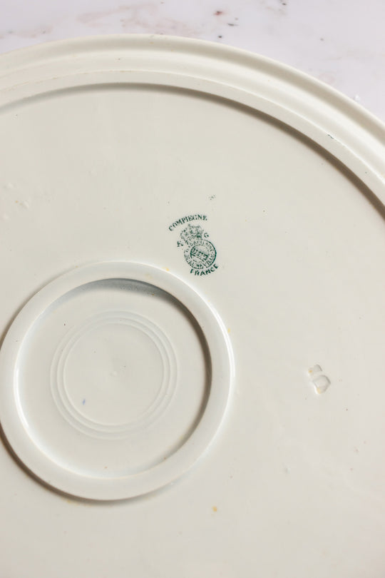 rare 19th century French Luneville extra large ironstone pie platter